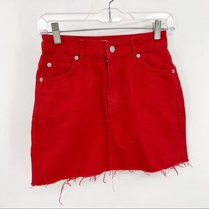 Topshop Moto Red Denim Skirt 2